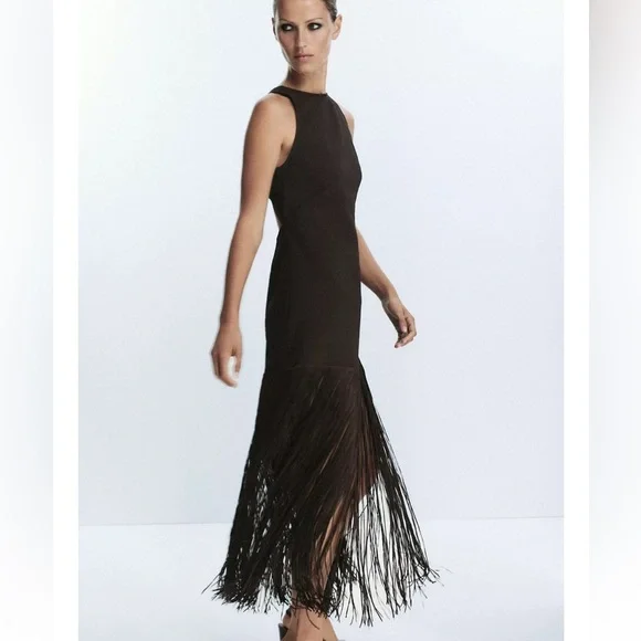 Zara Fringed Fitted Dress - Picture 7 of 15